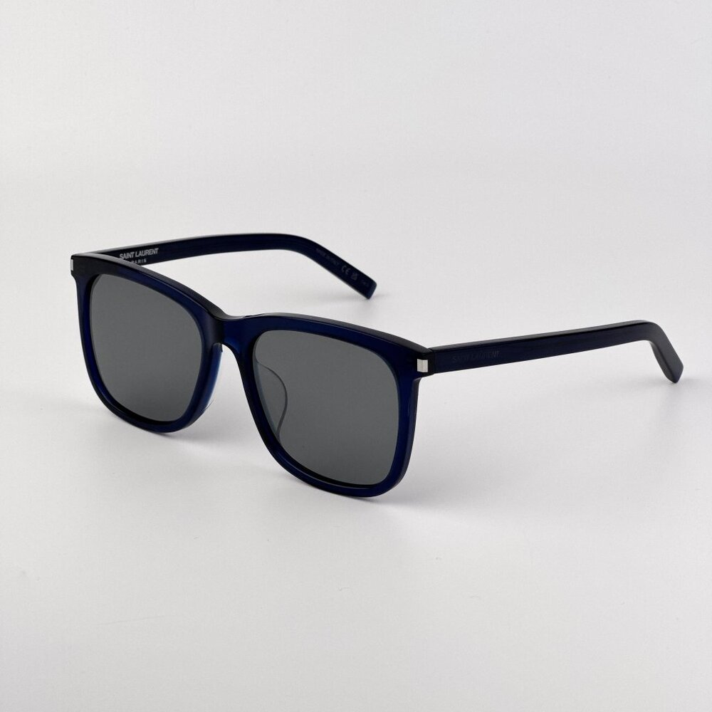 Saint Laurent SL116K Square Sunglasses – Blue Frame Silver Lenses | Model 003 - Picture 3 of 9